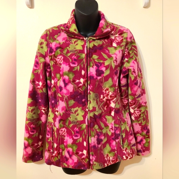 🌟 Floral Zipper Fleece Jacket Size Small - Picture 1 of 6